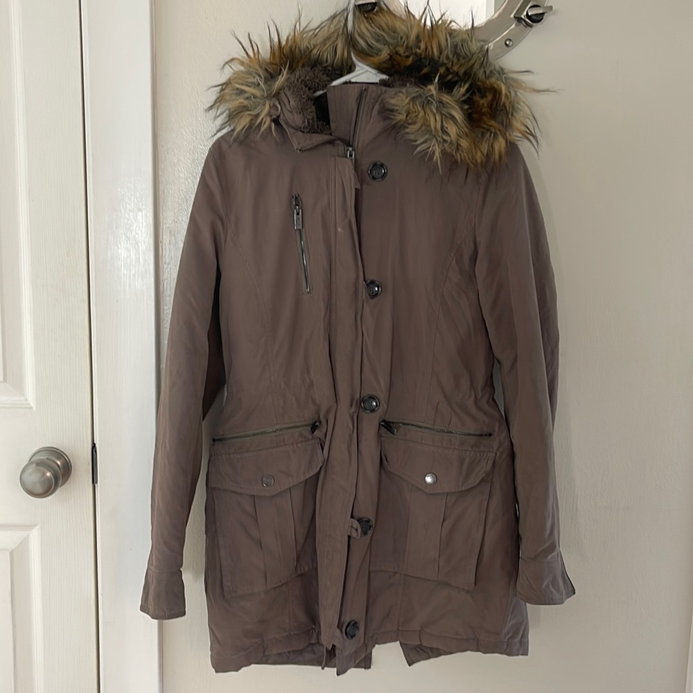 Taupe Rachel Roy Winter Coat. Warm, comfortable, flattering